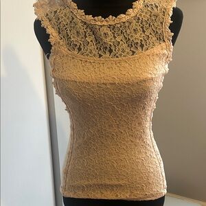 Express Lace Sleeveless Blouse - peach color